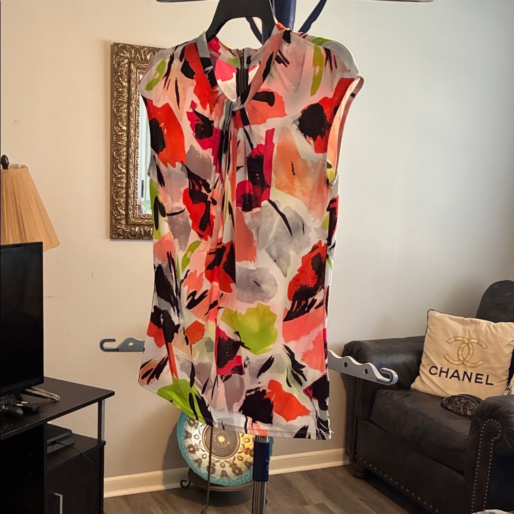 Worthington Pink and Black Abstract Blouse